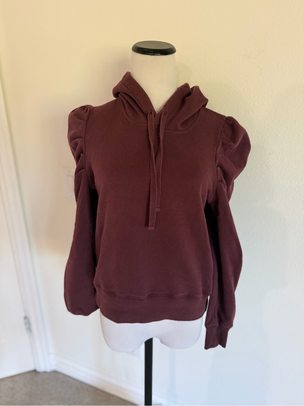 Rebecca Minkoff Puff Sleeve Hoodie - Burgundy